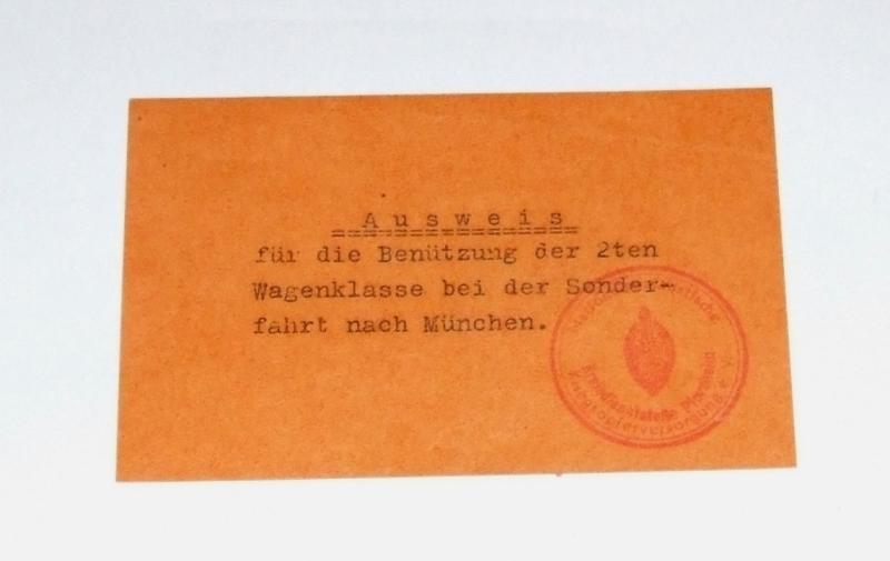 Nazi Veterans Association Train Ticket