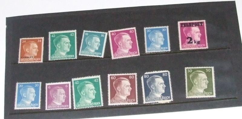 Strachan Militaria High Denomination Hitler Stamps x 12