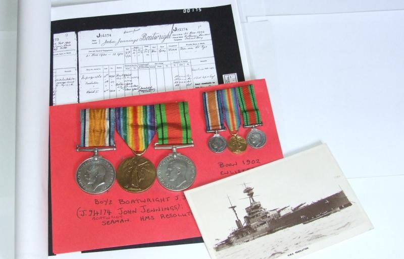 WW1 Royal Navy Medals with Paperwork