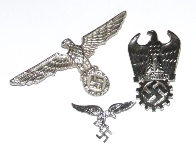 Three Eagle and Swastika Badges - Copies